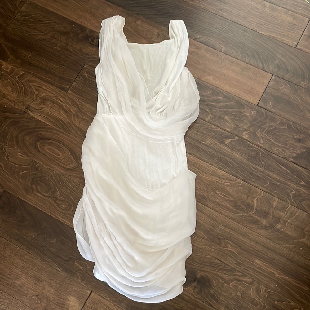 Alice & Olivia Air Grecian white cocktail dress